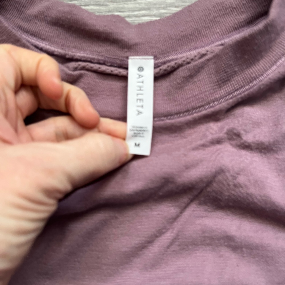Athleta Mauve Purple Long Sleeve Fitted Tight Bodycon Yoga Workout Top Size M - Picture 3 of 7